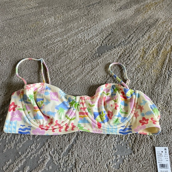 Pacsun bikini set Surf Poppy yellow high rise bottoms swimsuit XL new - Picture 4 of 14
